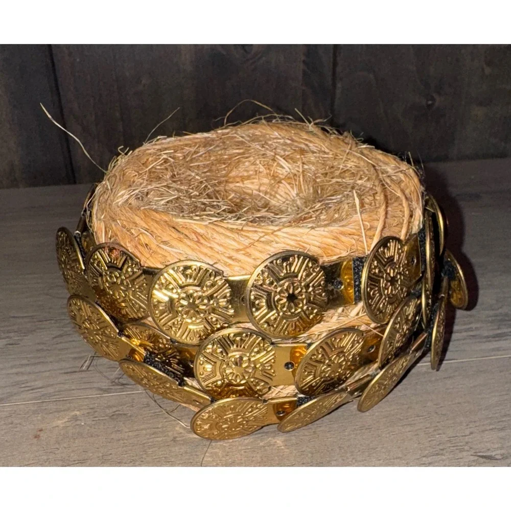 Vintage Belly Dancer Gold Tone Medallion Belt‎ Elastic Back Adjustable Waist
